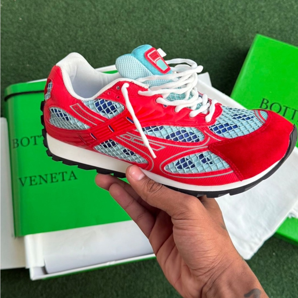 Bottega Veneta Red and Blue Sneakers